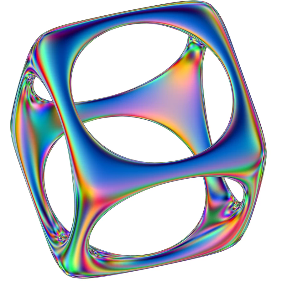 潮流酸性全息金属镭射机能彩虹3D立体几何图形png免抠图片素材【034】
